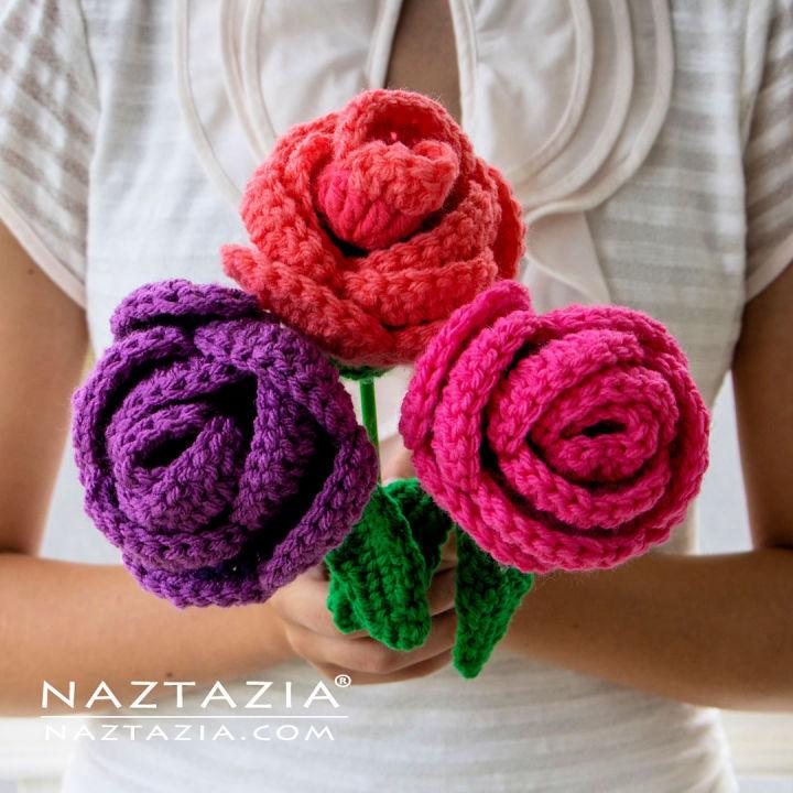 Free Crochet Rose Flower Bouquet Pattern