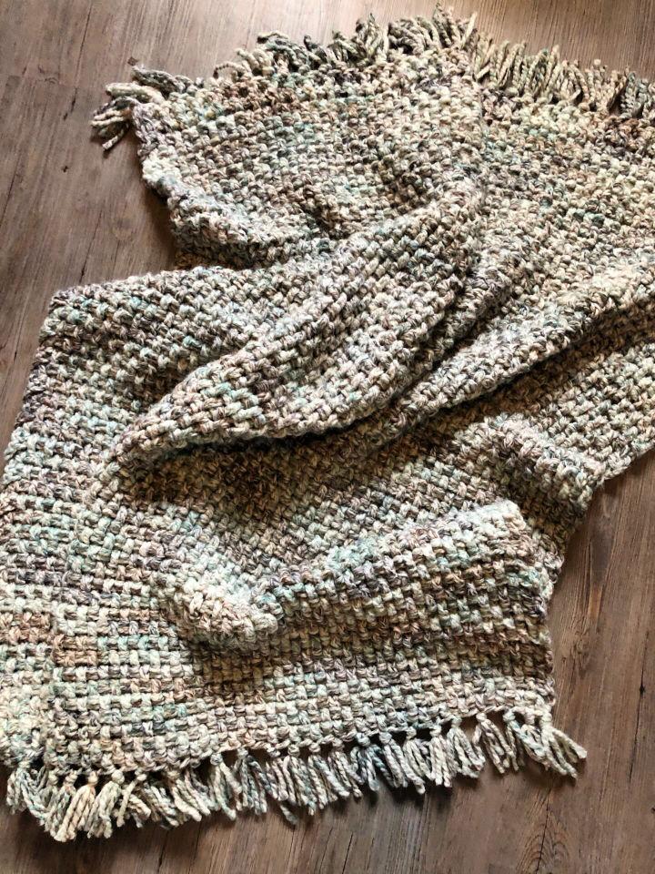 Free Crochet Winter Woven Throw Blanket Pattern