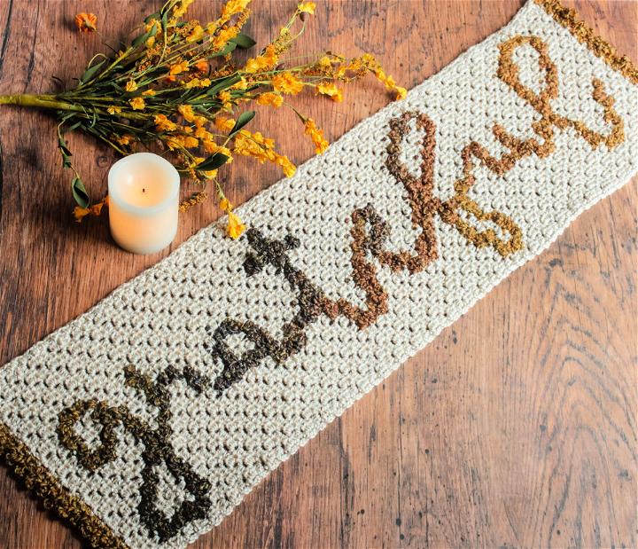 Grateful C2C Crochet Table Runner Pattern