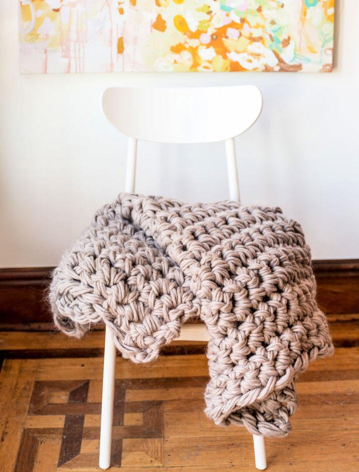 Hand Crochet Blanket Pattern Using Thick Yarn