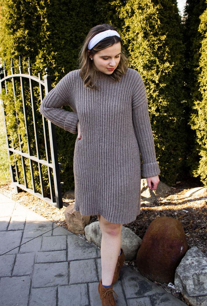 How to Crochet Ribbed Sweater Dress Free Pattern