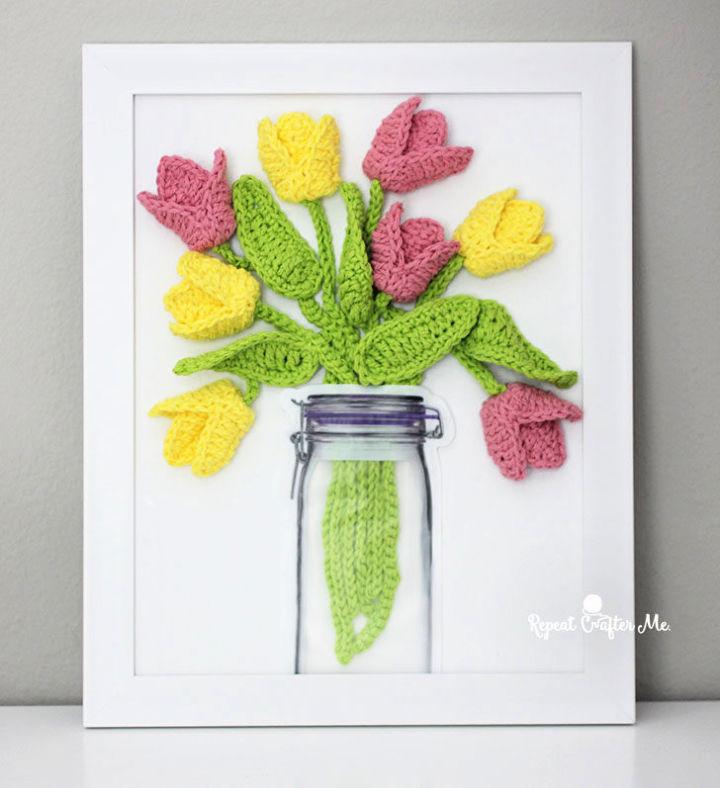 How to Crochet Tulips on Canvas - Free Pattern