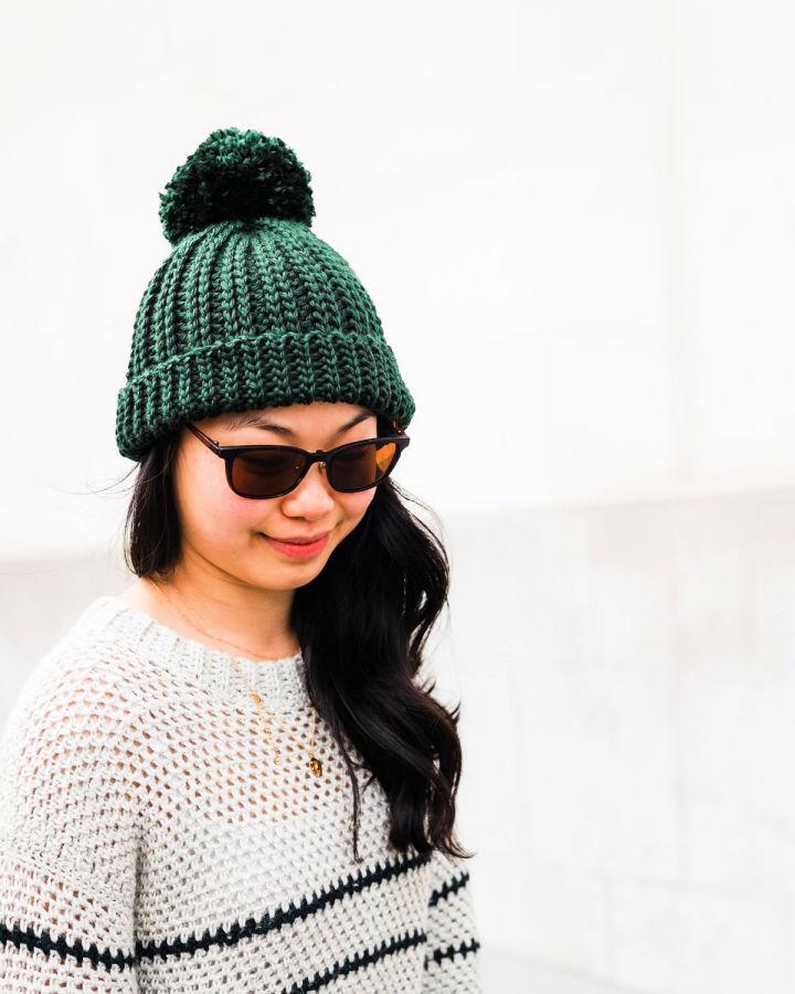 Knit look Crochet Chunky Ribbed Beanie Pattern