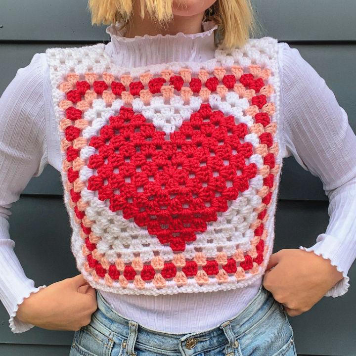 Lovely Crochet Valentine Granny Square Vest Pattern