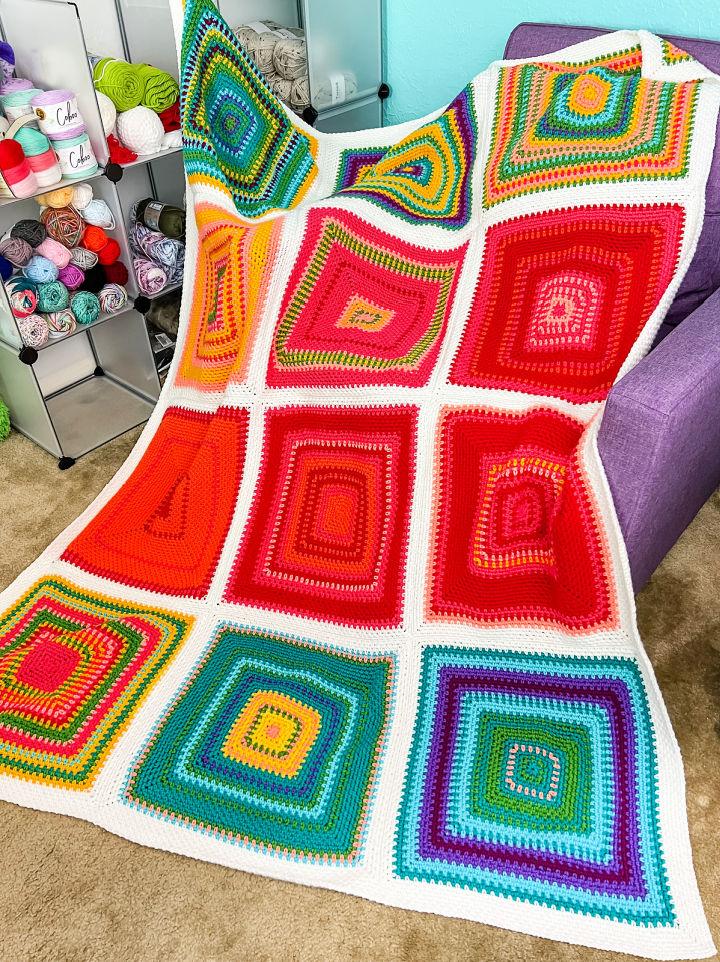 Moss Stitch Crochet Square Temperature Blanket Pattern
