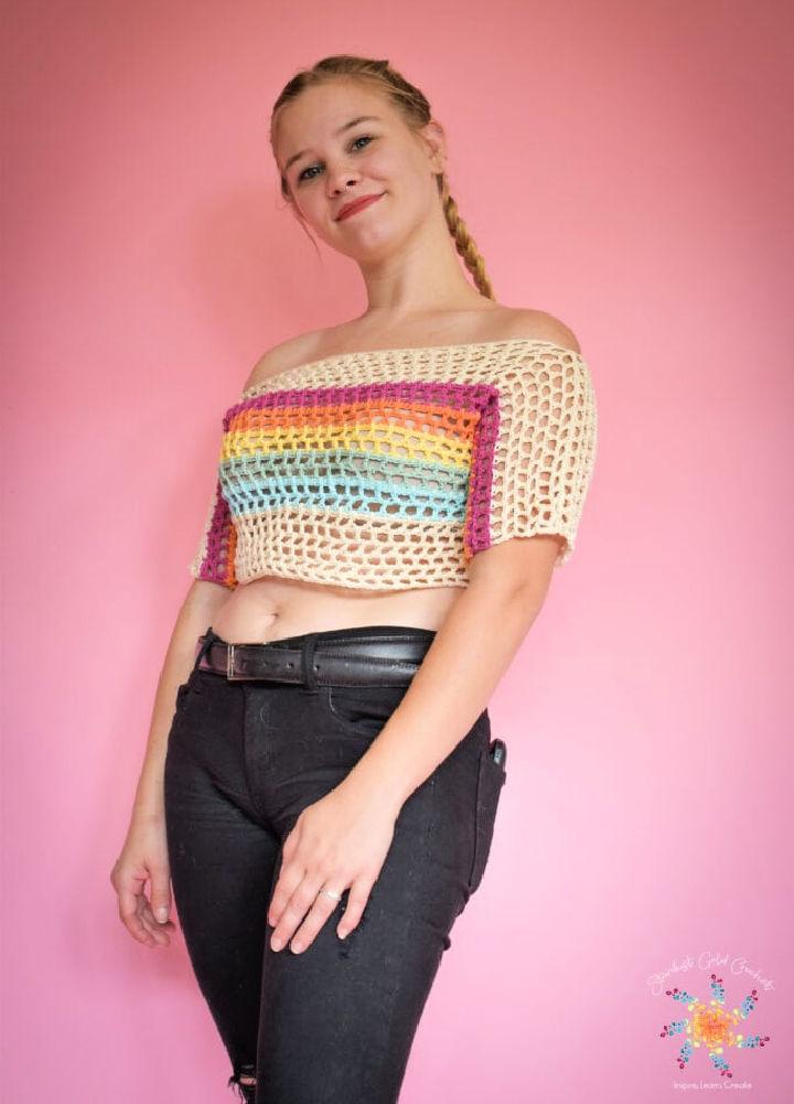 Pretty Crochet Rainbow Mesh Crop Top Pattern