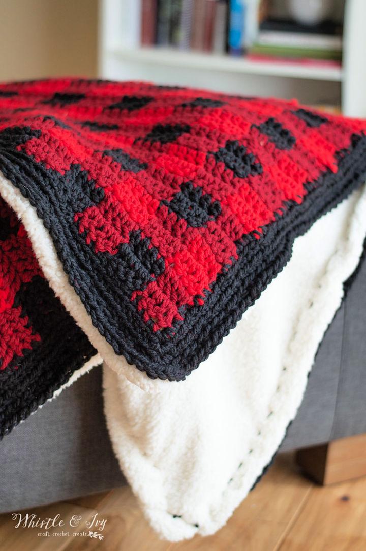 Quick and Easy Crochet Buffalo Plaid Blanket Pattern