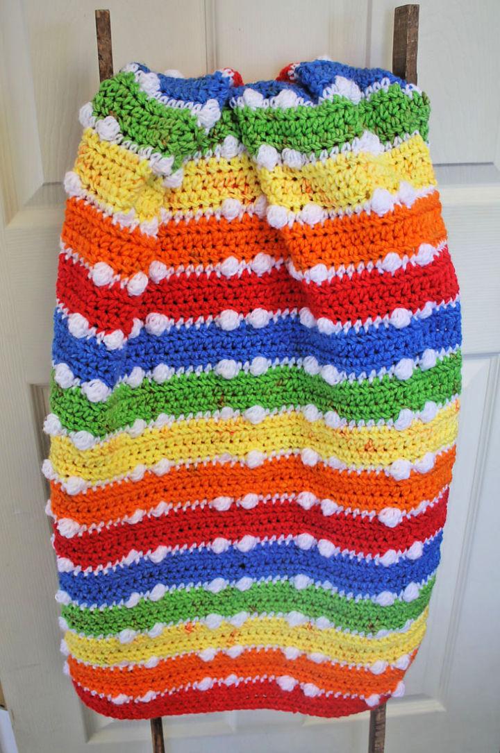 Rainbow Double Dot Crochet Baby Blanket Pattern