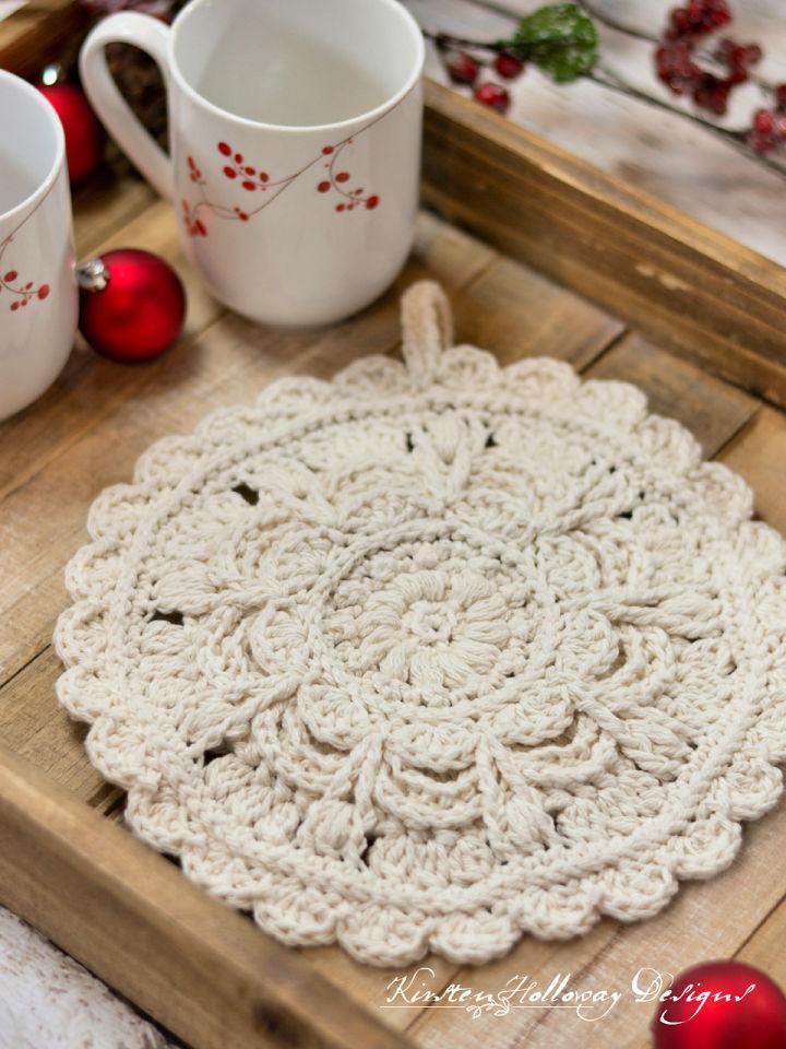 Winter Opulence Round Crochet Trivet Design