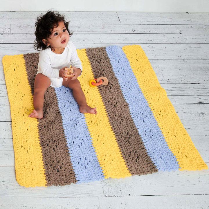Color Eyelet Striped Crochet Baby Blanket Pattern