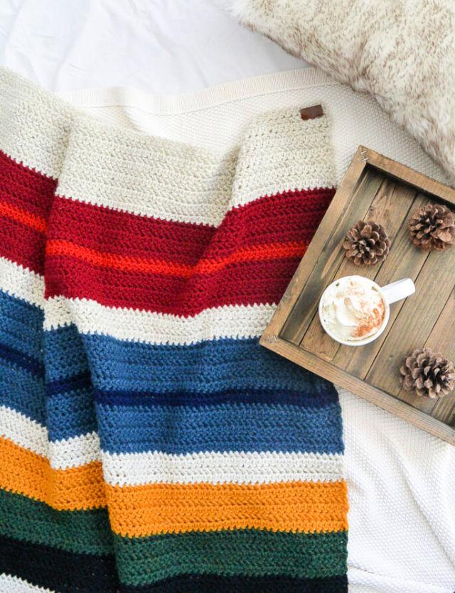 Adorable Cabin Stripes Blanket Crochet Pattern