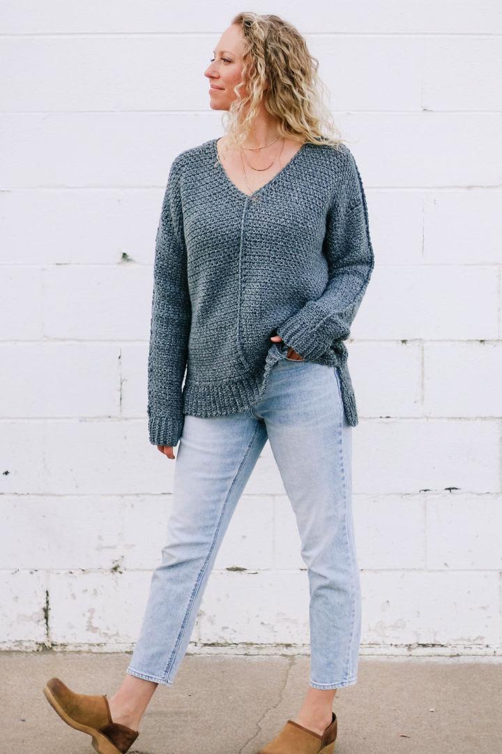 Attractive Crochet Casual Pullover Sweater Pattern