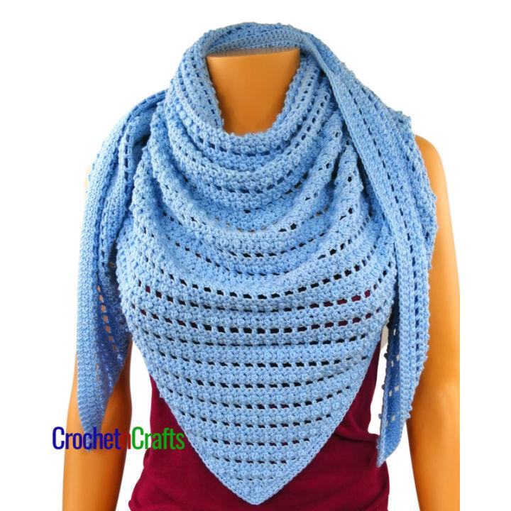Bead and Lace Triangular Crochet Shawl