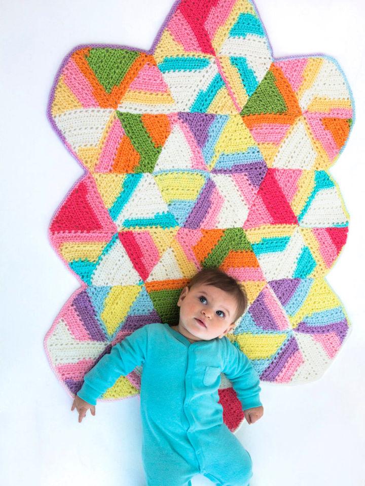Bright Hexagon Crochet Baby Blanket Pattern