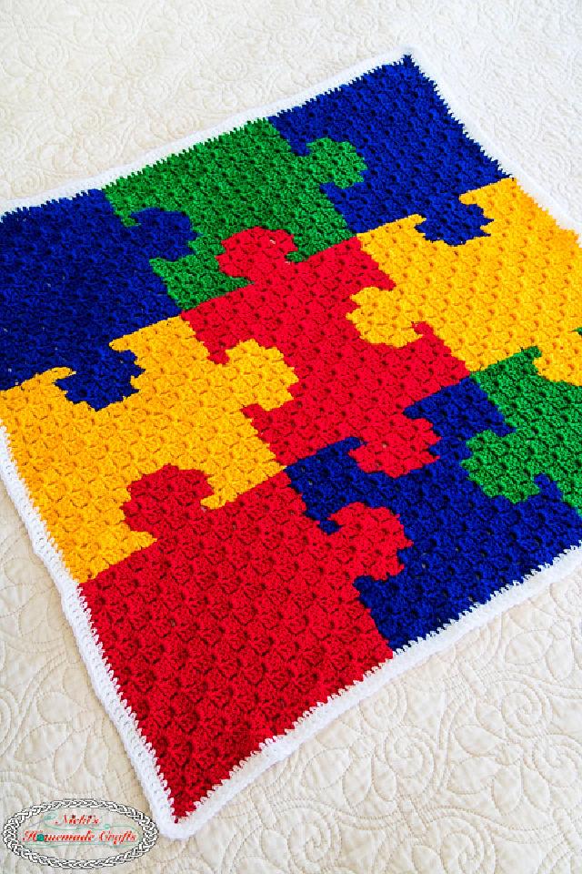 C C Crochet Striped Puzzle Blanket Pattern
