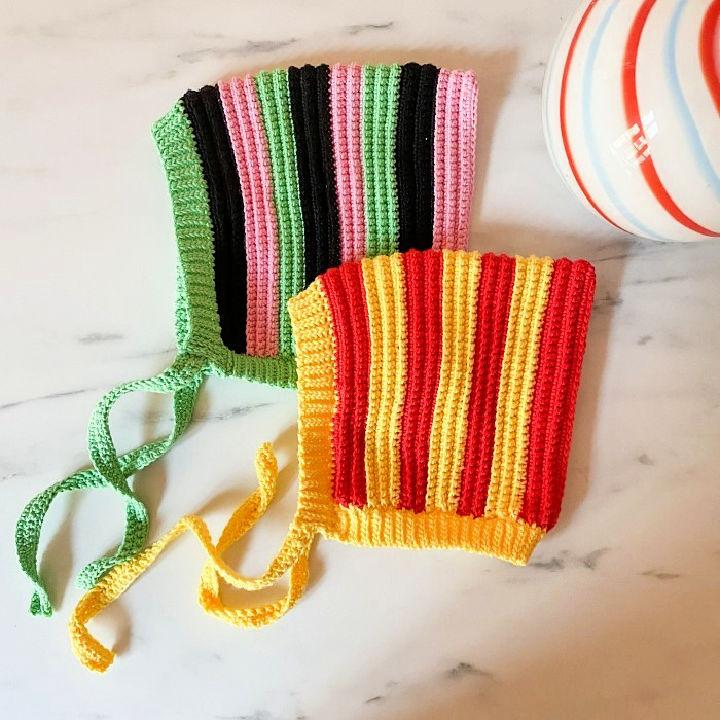 Candy Stripes Baby Bonnet Crochet Pattern