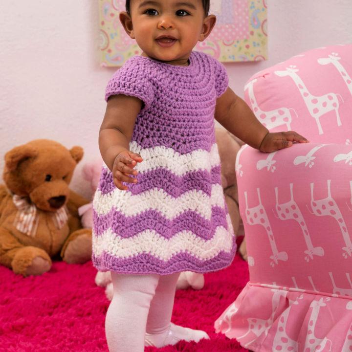 Chevron Chic Crochet Baby Dress Free PDF Pattern