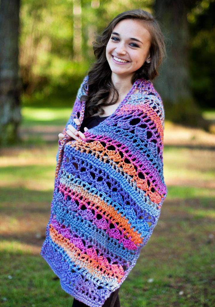 Colorful Crochet Hugs Prayer Shawl Free Pattern