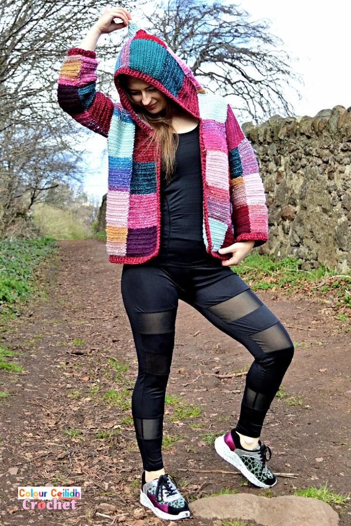 Colorful Crochet Patchwork Hoodie Free Pattern