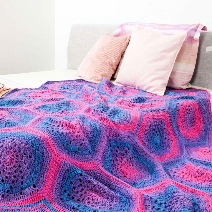Coral Hexagon Crochet Blanket Pattern