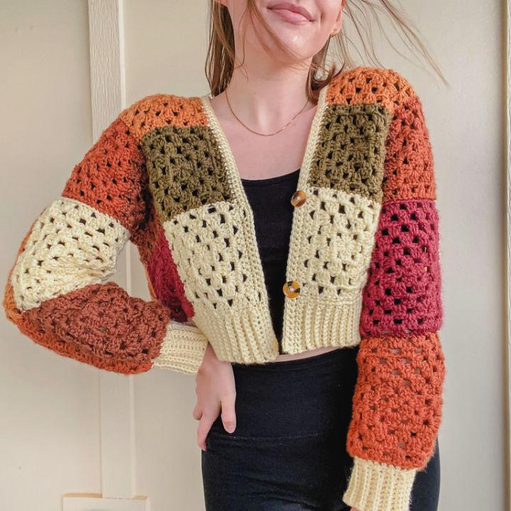 Cozy Crochet Granny Square Cropped Cardigan Pattern