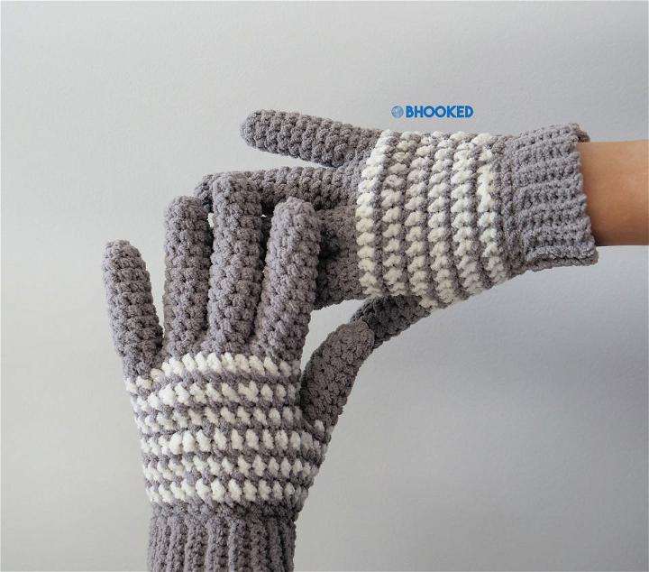 Cozy Striped Crochet Gloves Pattern