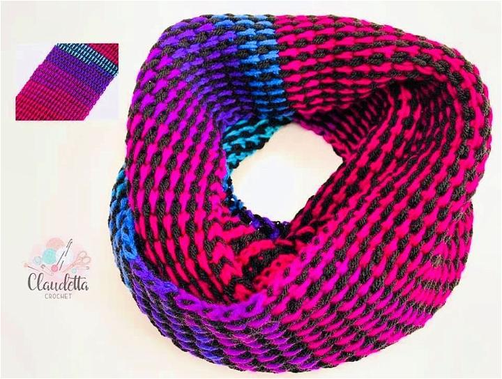 Crochet Afghan Stitch Rainbow Scarf Pattern