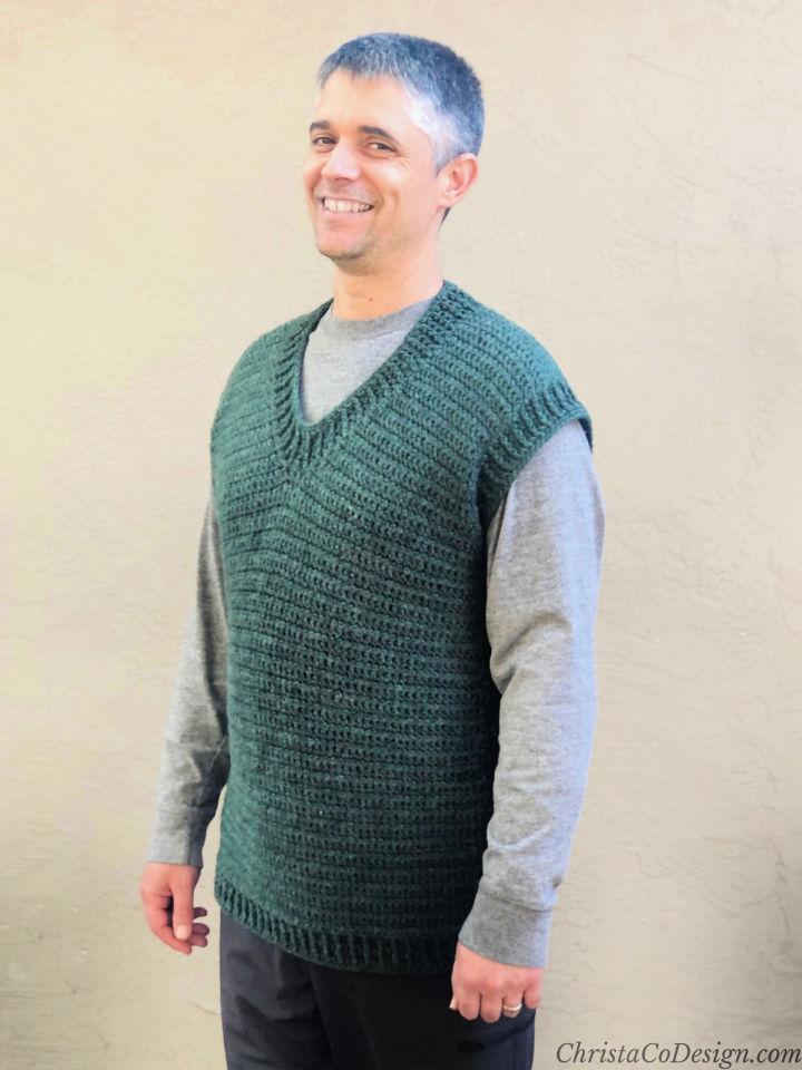 Crochet Alfonso Vest Sweater Pattern for Mens