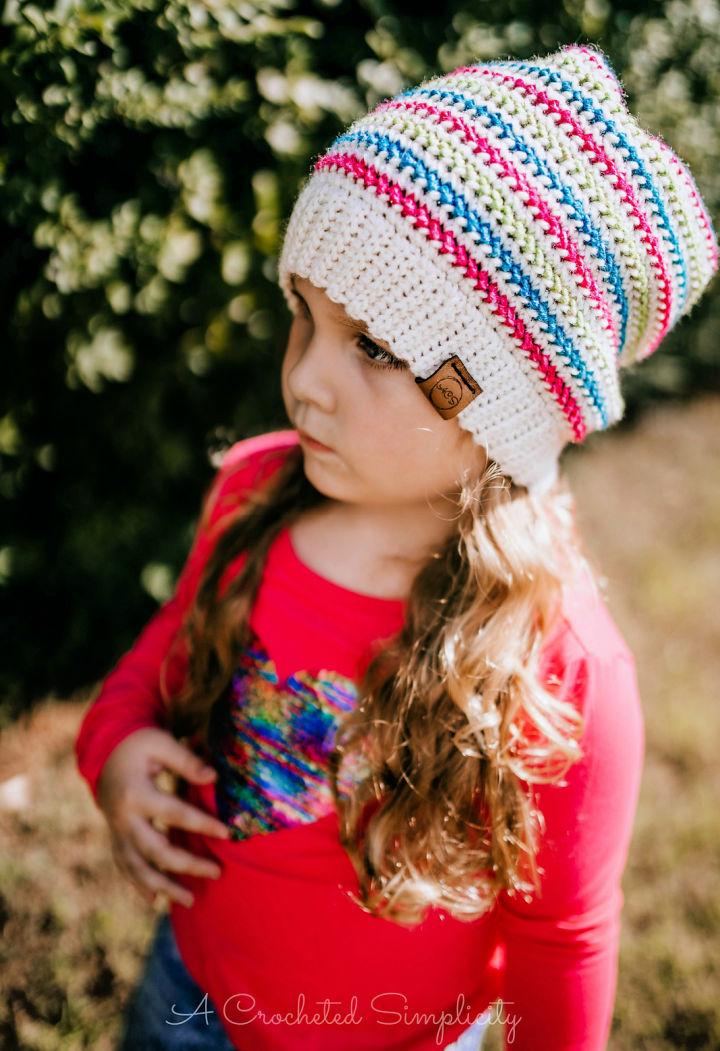 Crochet Aurora Slouch Hat Pattern for Child