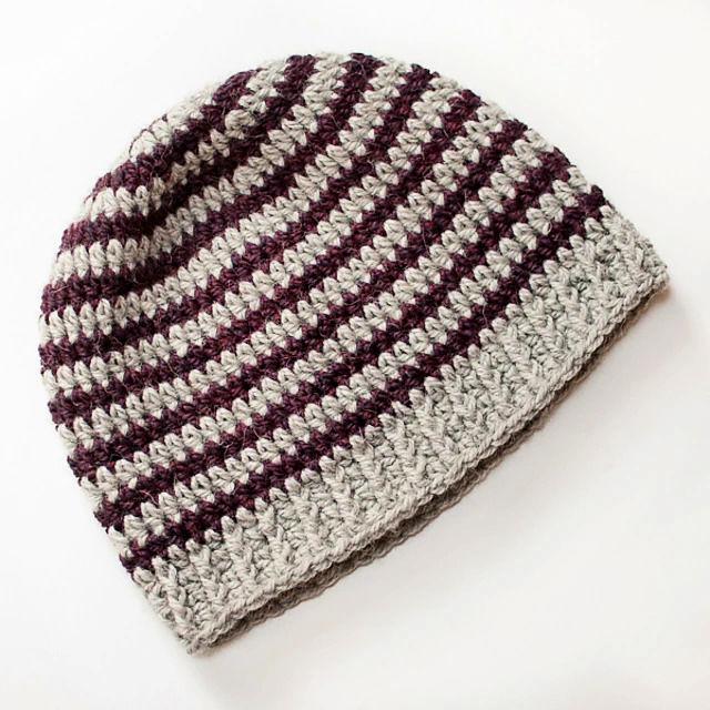 Crochet Basic Striped Winter Hat Pattern