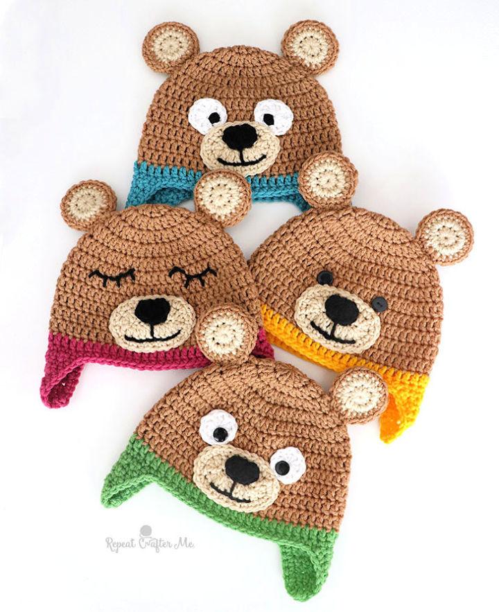 Crochet Bernat Bear Hat Free Pattern