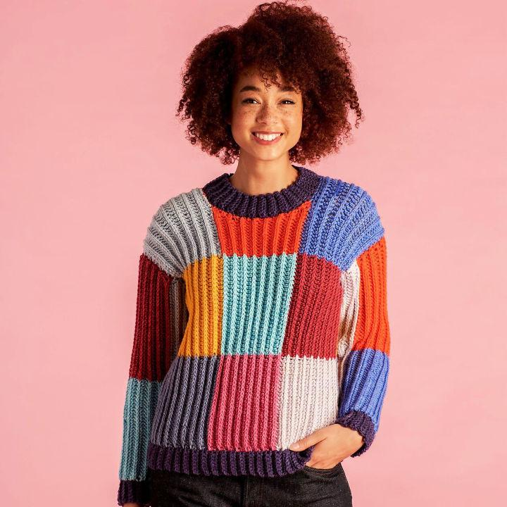Crochet Boxy Checks Sweater Free PDF Pattern