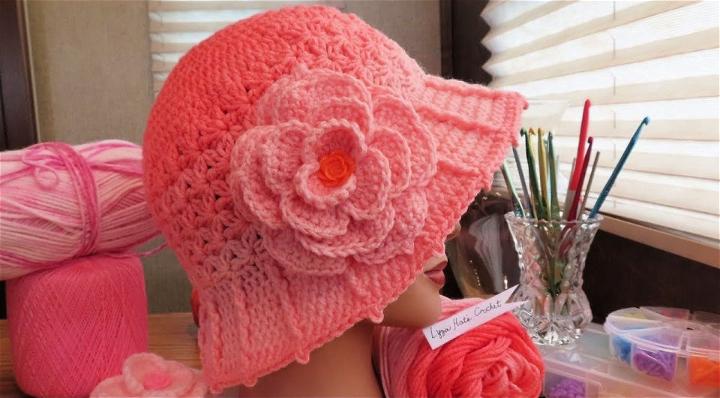 Crochet Camellia Rose Cloche Hat