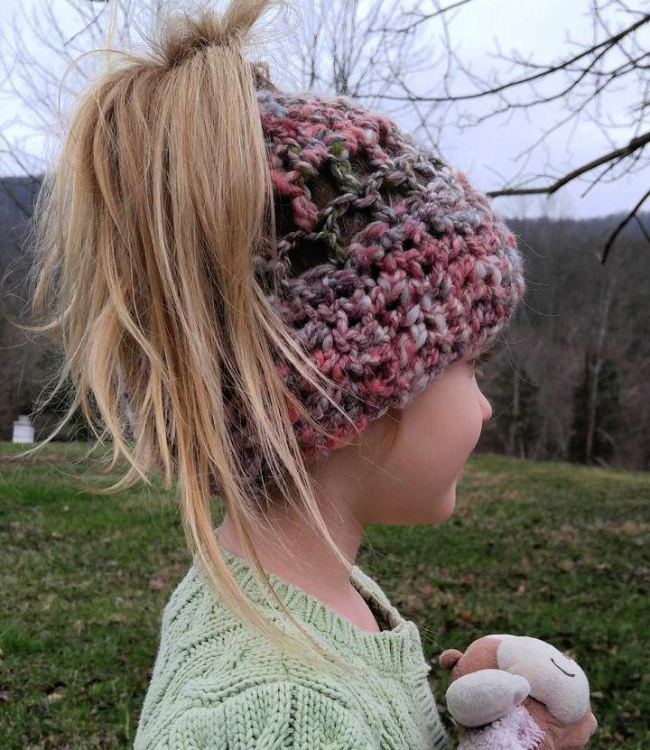 Crochet Chunky Messy Bun Hat Pattern