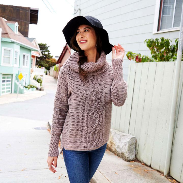 Crochet Entwined Chic Cable Sweater Pattern