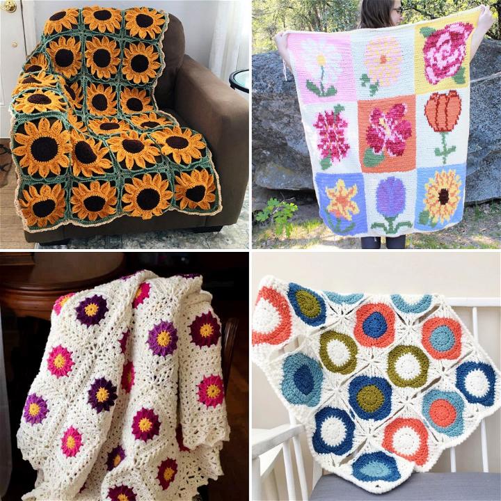 25 Free Crochet Flower Blanket Patterns (Easy Pattern)