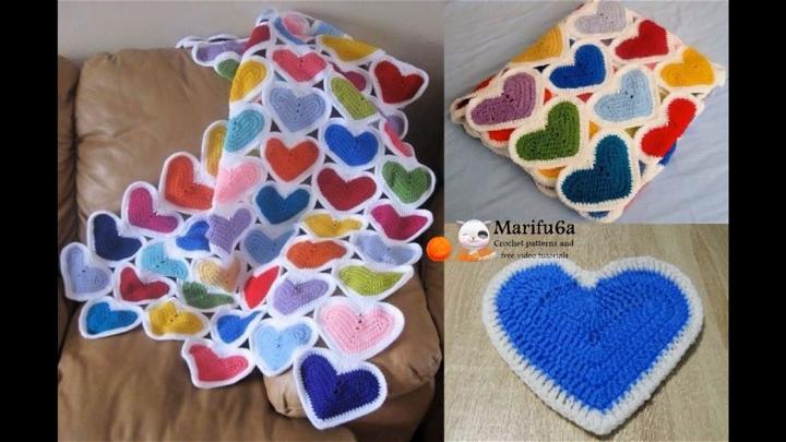 Crochet Heart Afghan Blanket Pattern for Beginners