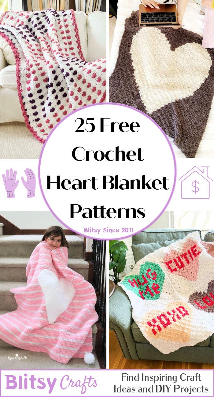 25 Free Crochet Heart Blanket Patterns - Easy Crochet Heart Blanket Pattern