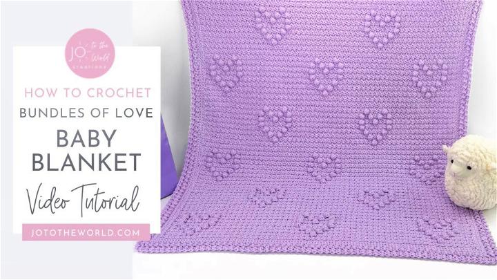 Crochet Hearts Puff Stitch Baby Blanket Pattern