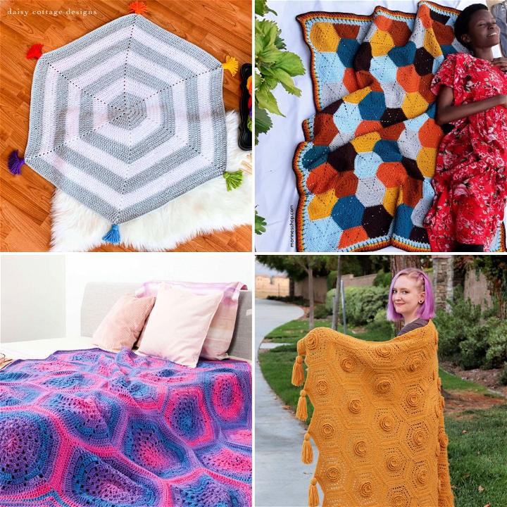 25 Free Crochet Hexagon Blanket Patterns - Blitsy