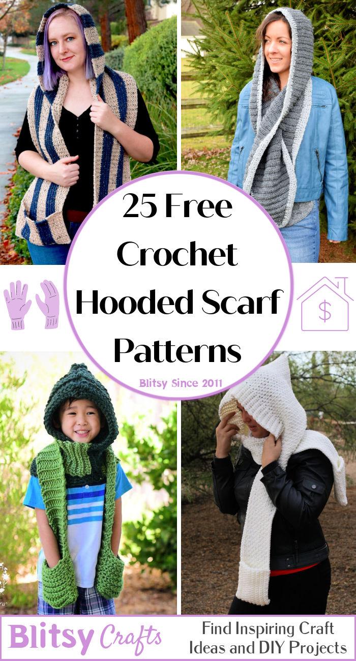 25 Free Crochet Hooded Scarf Patterns - Step by Step Crochet Hooded Scarf Pattern for Beginners