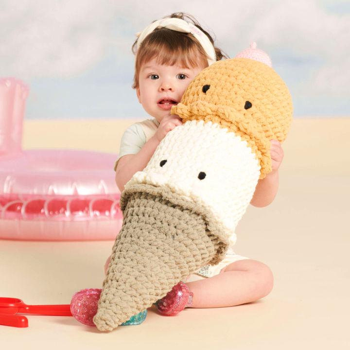 Crochet Huggable Ice Cream Cone Toy