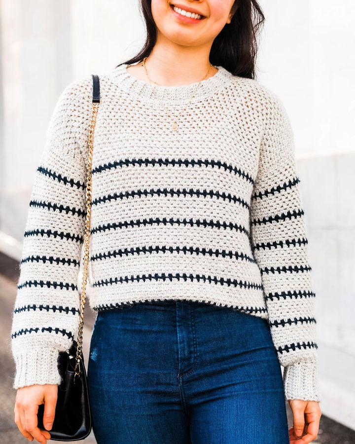 Crochet Long Stripe Sweater for Women Free Pattern