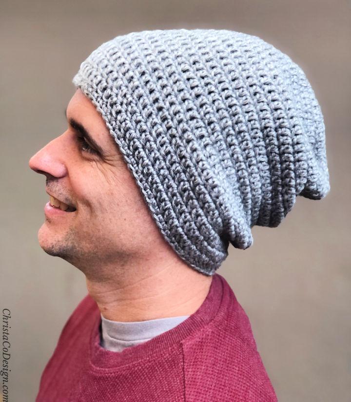 Crochet Mens Slouchy Beanie Pattern