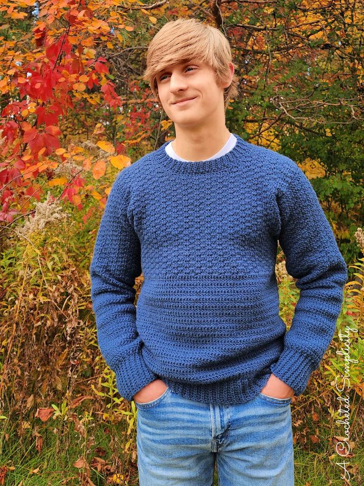 Crochet Mens Split Level Pullover Sweater Pattern