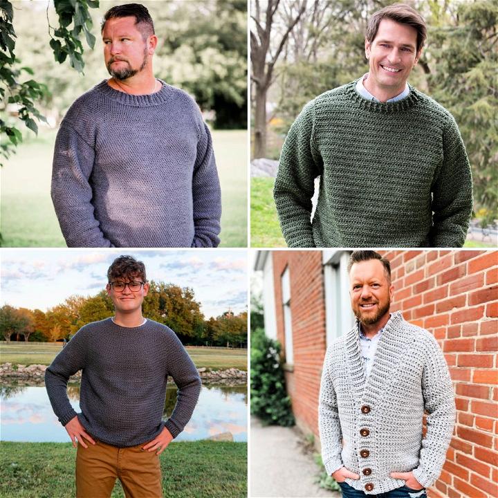 25 Free Crochet Men's Sweater Patterns (Cardigan Pattern) Blitsy