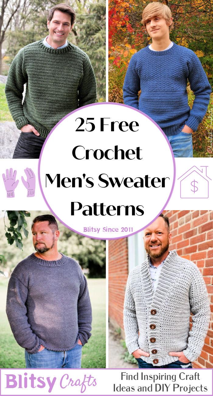 25 Free Crochet Mens Sweater Patterns (Crochet Mens Cardigan Pattern)