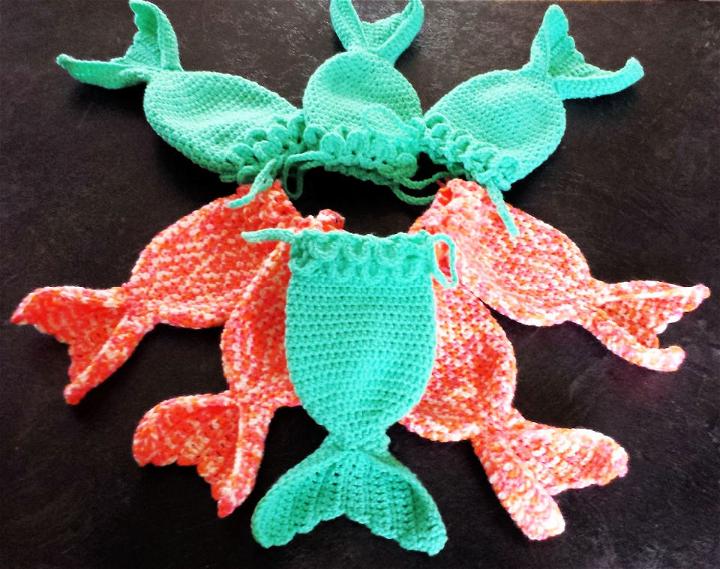 Crochet Mermaid Fish Tail Treat Bags Free Pattern