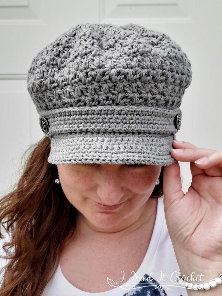 Crochet Mixed Cluster News Boy Hat Pattern