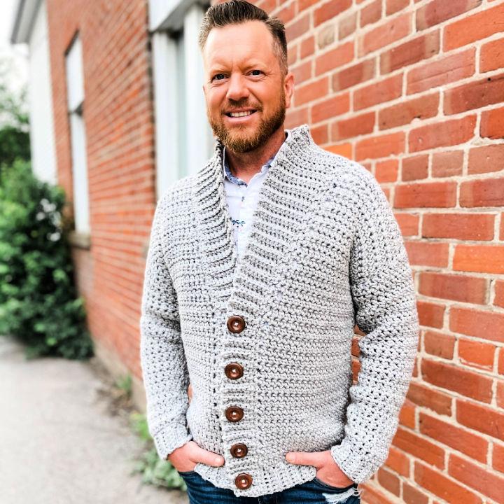 Crochet Mountain Ridge Mens Cardigan Pattern